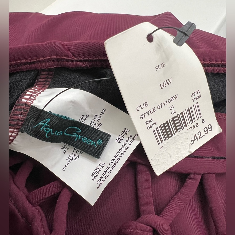 NWT Aqua Green Burgundy One Piece Bathing Suit - Picture 8 of 9